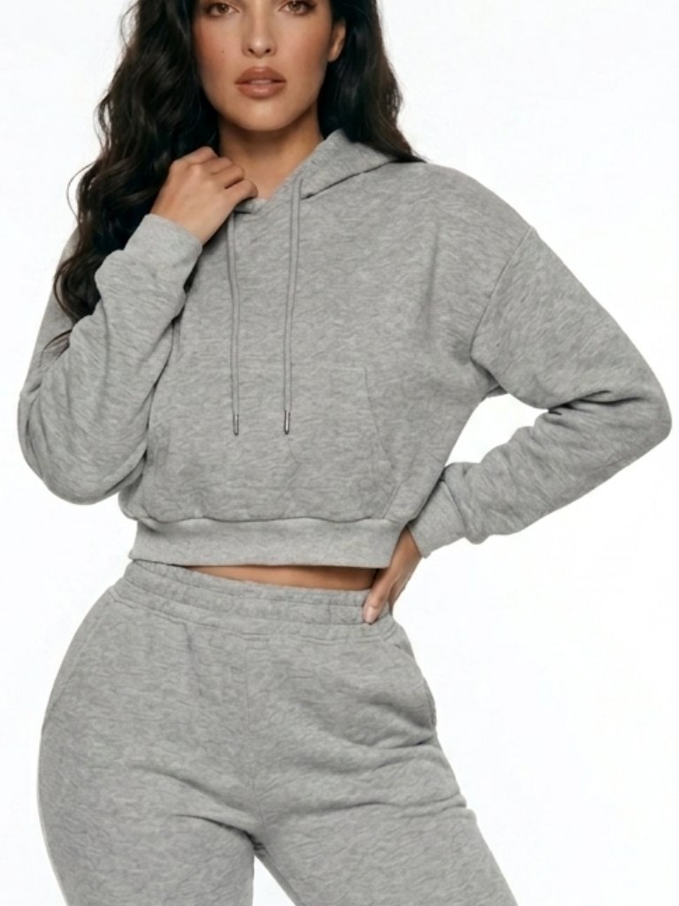 Grey Cropped Hoodie